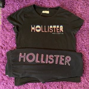 Black and Pink Hollister Top and bottom .